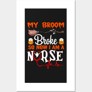 Funny Halloween Witch Riding Brooms On A Dark Desert Highway Cool Wind In My Hair Posters and Art